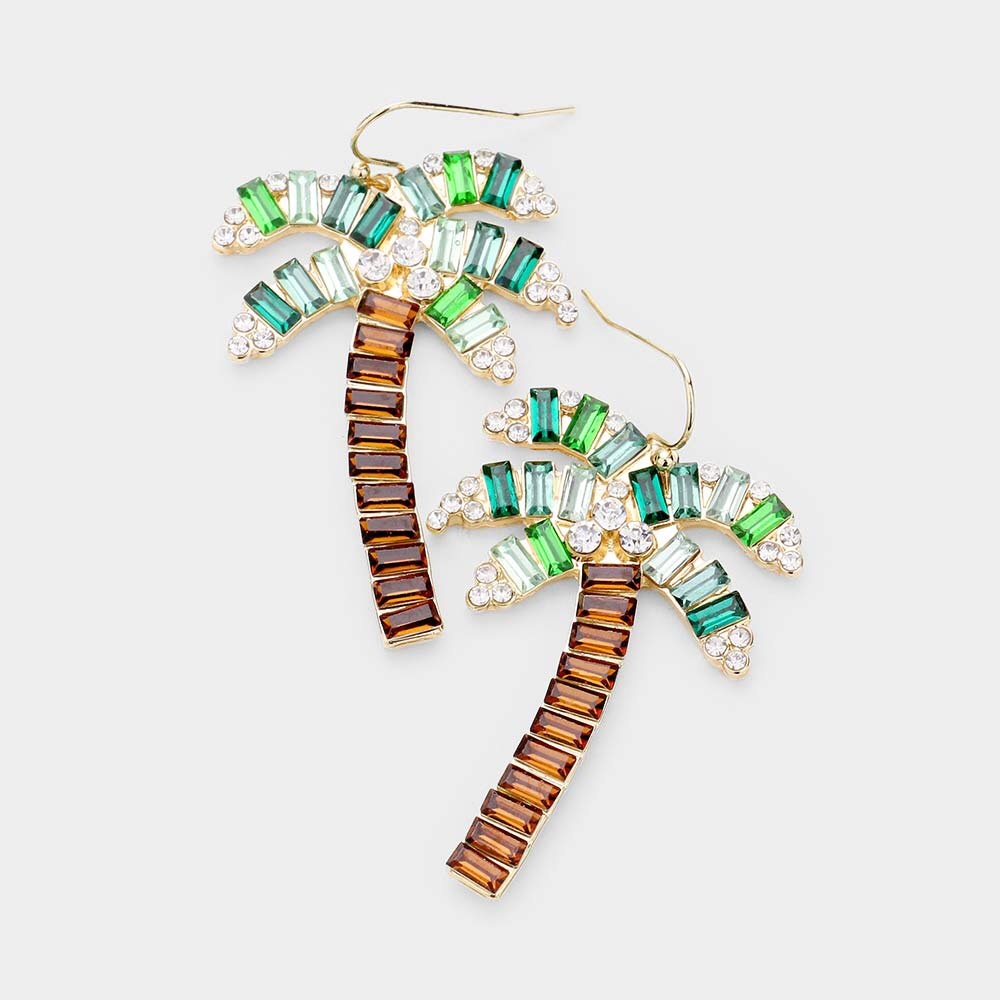 Chrystal palm tree earrings